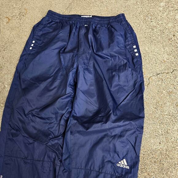 Vtg Y2k ADIDAS Small 3 Stripe Logo Plain Earthtone Athletic Track Pants Navy Lg - Picture 3 of 6